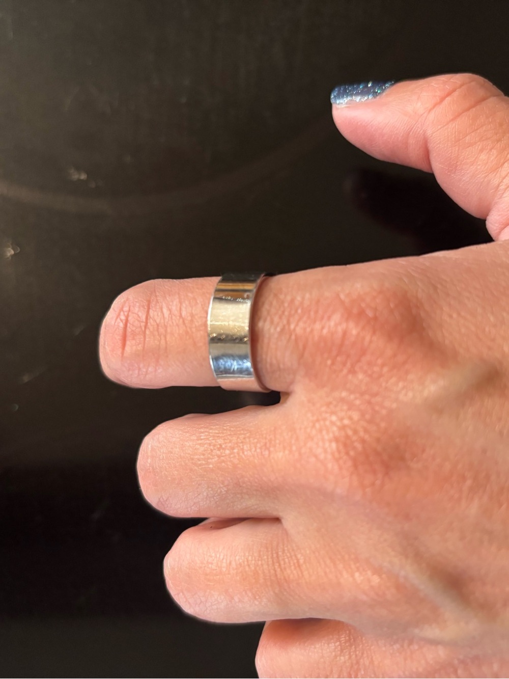 Polished Silver Wide Band Ring for Women calmi